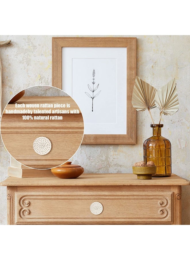 Peachjoy Wooden Drawer Knobs, Rattan Dresser Knobs Round Handmade Wicker Woven and Screws for Boho Furniture Knobs Cabinets Dresser Handles Hardware Pulls Cabinet Knobs (6 Knobs and 6 Screws)  - Image 3