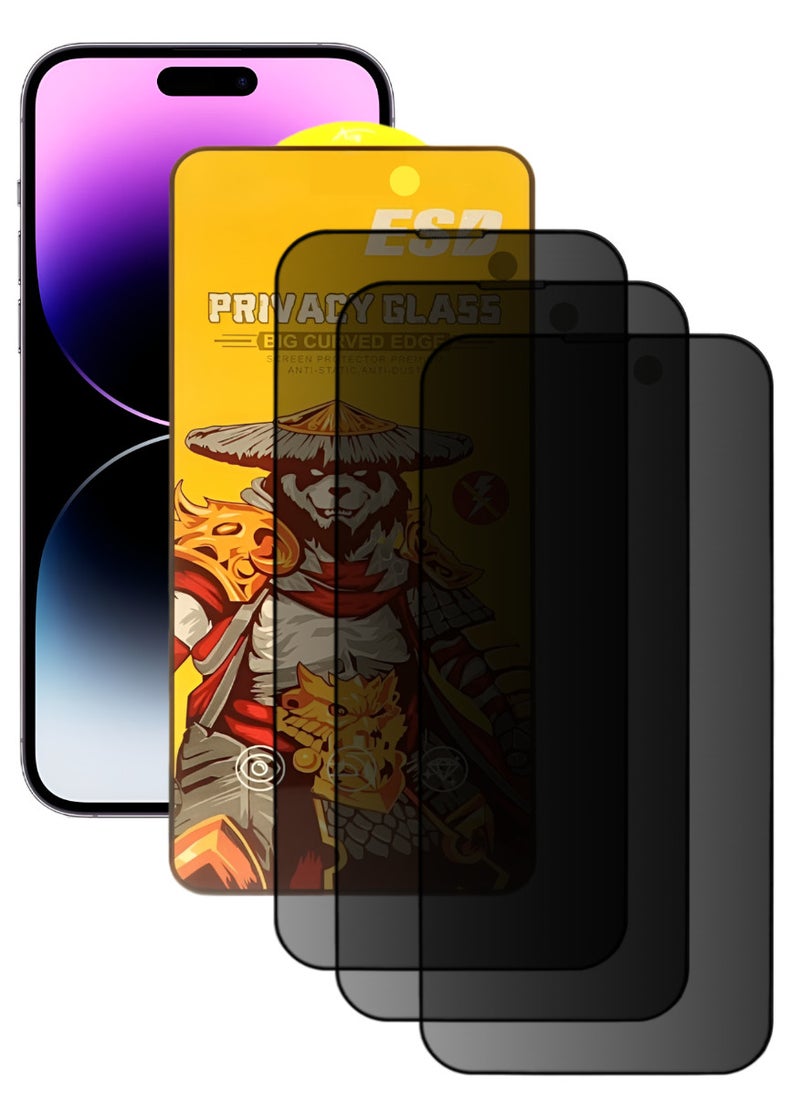 ESD 3 Pieces Tempered Dustproof Privacy Glass Screen Protector Compatible For iPhone 14 Pro Max - Image 1