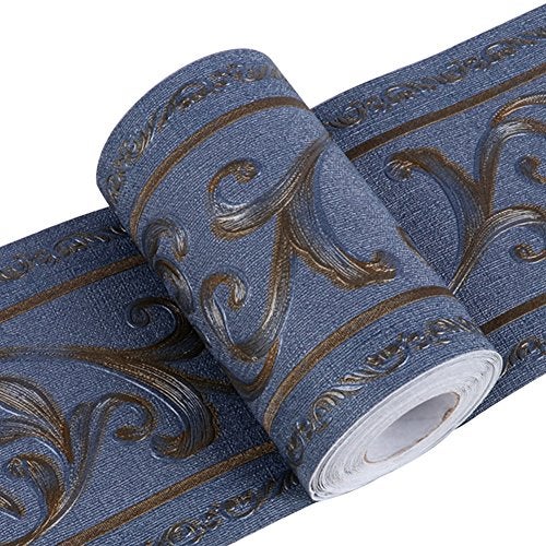 La La Pet Creation Core 3D Pattern Wall Decor Sticker Kitchen Bathroom Waterproof Wallpaper Border Removable Self Adhesive Tiles, Iris Navy Blue - Image 1