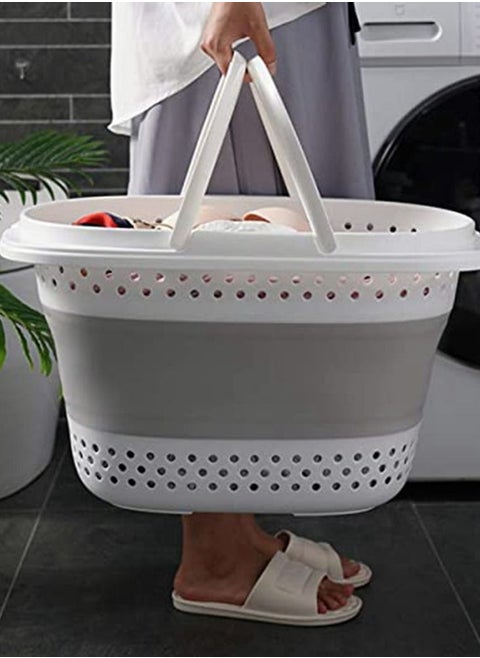Foldable Laundry Basket, Collapsible Handled Plastic Laundry  Hamper ,Pop-Up Storage Container/Organizer
