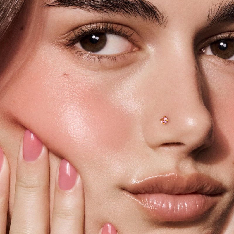 ALACLO 14K Gold Filled 4Pcs Nose Studs 20G Gold Nose Rings Studs for Women Men L Shaped Nostril Piercing Jewelry Hypoallergenic Pink CZ - Image 5