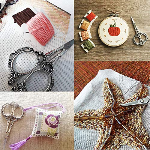 BIHRTC Vintage European Style Plum Blossom Scissors for Embroidery, Sewing, Craft, Art Work & Everyday Use (Silver) - Image 4