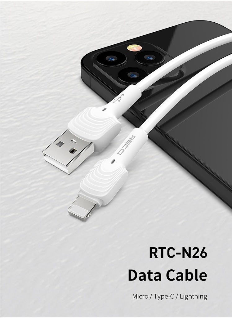 ريتشي USB A إلى كابل الإضاءة سلك بيانات الشحن السريع أبيض  - Image 2