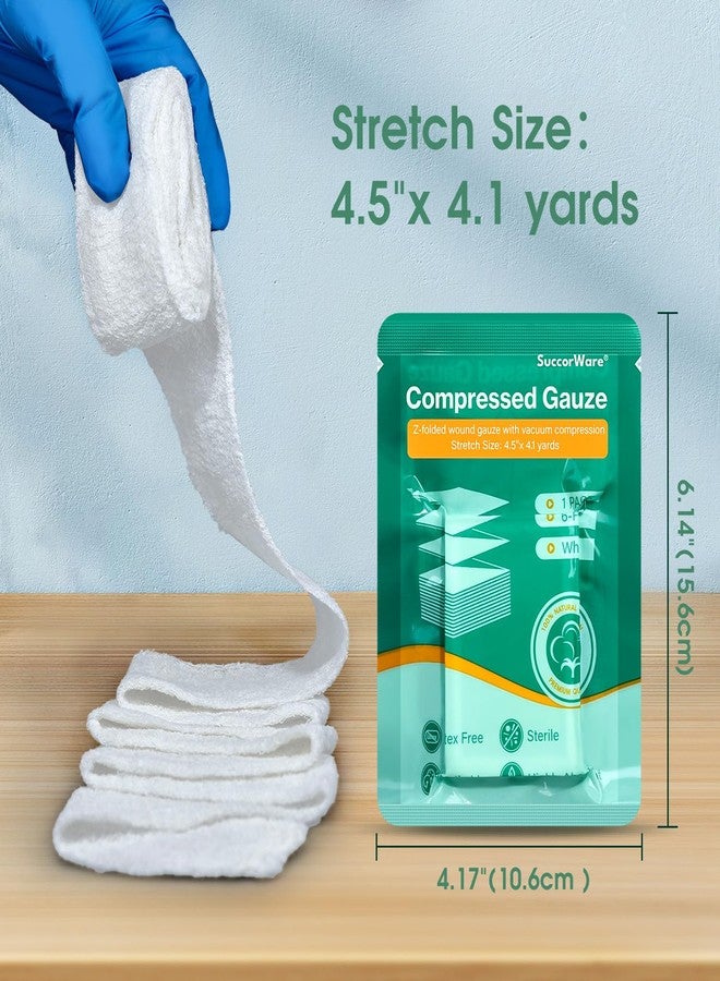 SuccorWare عبوة من 8 قطع من الشاش المعقم المضغوط من SuccorWare، مطوي على شكل حرف Z، شاش للجروح لوقف النزيف، 4.5 بوصة × 4.1 ياردة، 6 طبقات، مناسبة لمجموعة الإسعافات الأولية، ومجموعة أدوات الإصابات الطبية، ومستلزمات إعادة التعبئة لمجموعة الإسعافات الأولية الفردية (IFAK). - Image 4