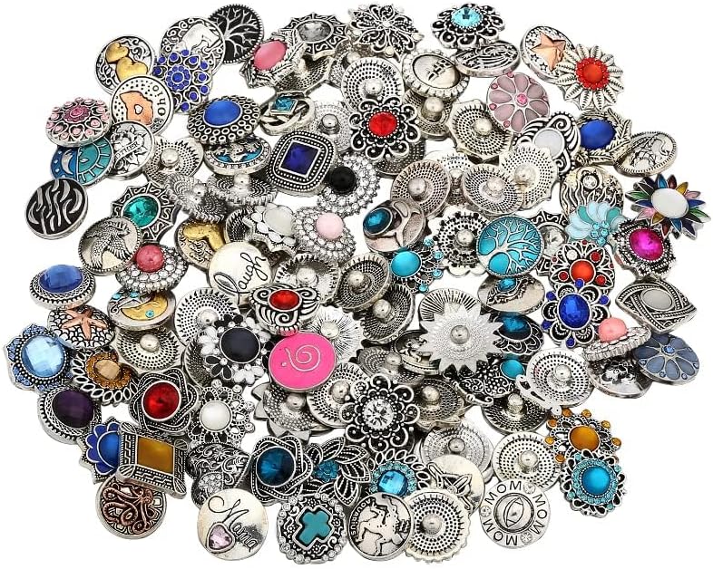 LKLDM 10PCs Mixed Style Rhinestones Snaps Jewelry Charms Ginger Buttons 18/20mm for Interchangeable Snaps Jewelry Making Women DIY Bracelets Necklaces Rings Brooch Accessories Multi-Color - Image 4