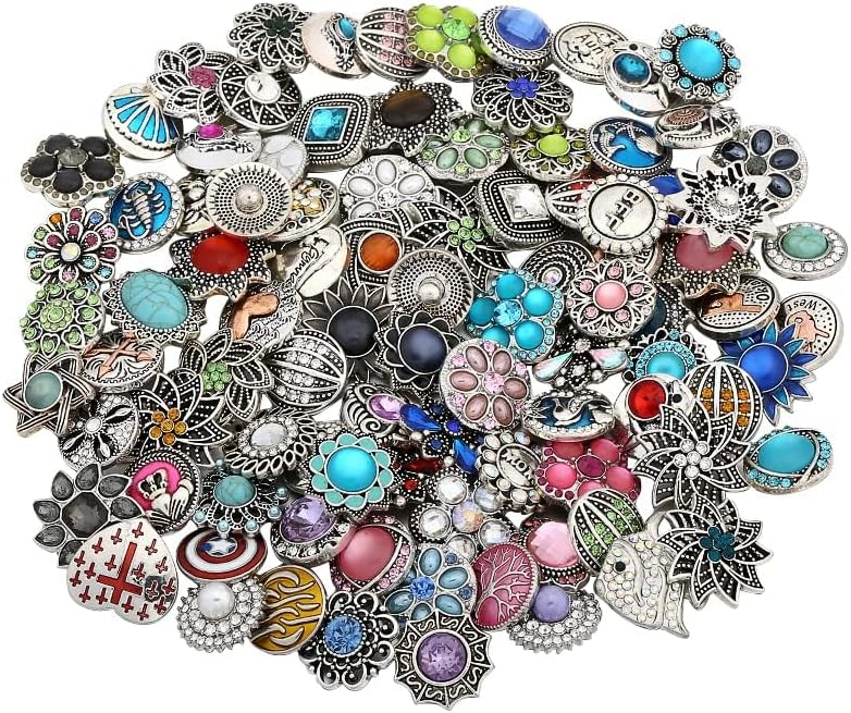 LKLDM 10PCs Mixed Style Rhinestones Snaps Jewelry Charms Ginger Buttons 18/20mm for Interchangeable Snaps Jewelry Making Women DIY Bracelets Necklaces Rings Brooch Accessories Multi-Color - Image 3