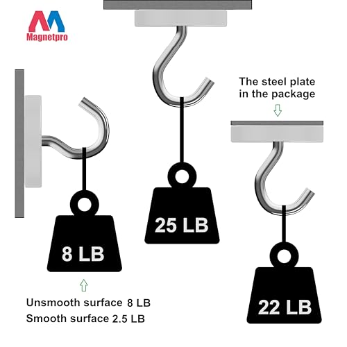 Magnetpro 12 Pieces Neodymium Magnets 25 LB Force, Strong Magnets Size 0.79"*0.28" with Countersunk Hole and Steel Capsule, Pot Magnet with 12 Steel Counterparts - Image 5