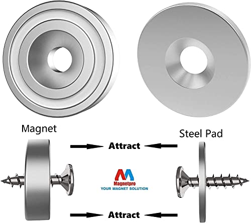 Magnetpro 12 Pieces Neodymium Magnets 25 LB Force, Strong Magnets Size 0.79"*0.28" with Countersunk Hole and Steel Capsule, Pot Magnet with 12 Steel Counterparts - Image 3
