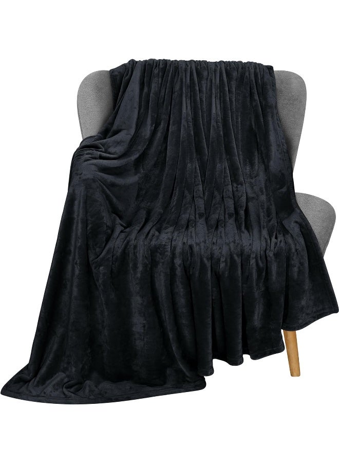 Utopia Bedding Fleece Blanket Throw Size Black 300Gsm Luxury Blanket For Couch Sofa Bed Anti-Static Fuzzy Soft Blanket Microfiber (60X50 Inches)  - Image 3