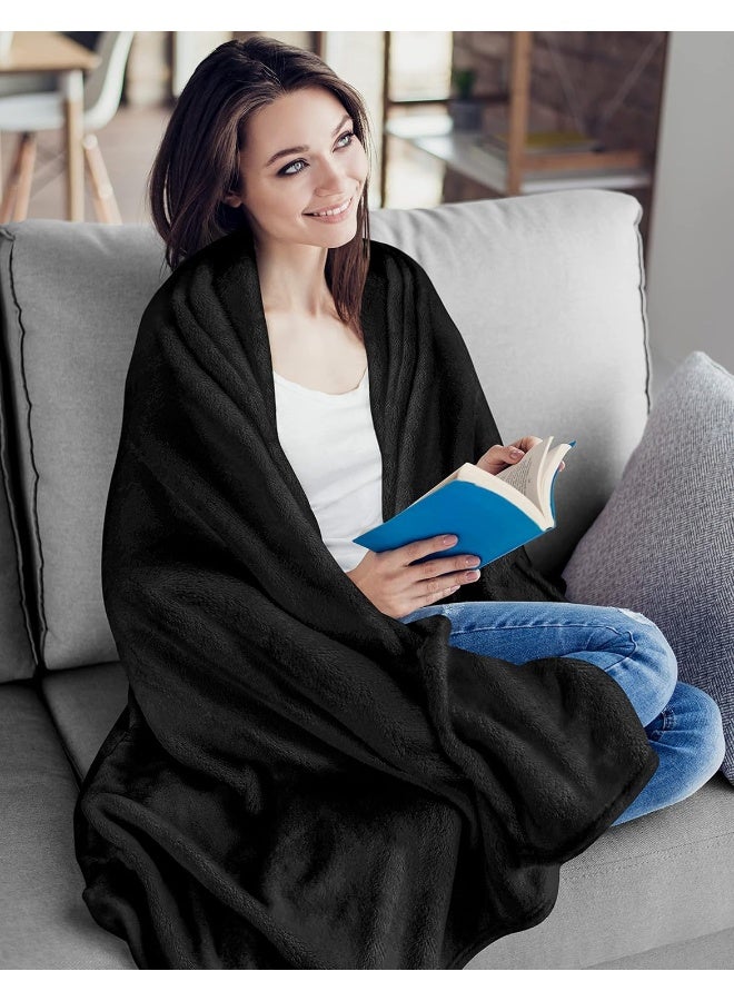 Utopia Bedding Fleece Blanket Throw Size Black 300Gsm Luxury Blanket For Couch Sofa Bed Anti-Static Fuzzy Soft Blanket Microfiber (60X50 Inches)  - Image 5