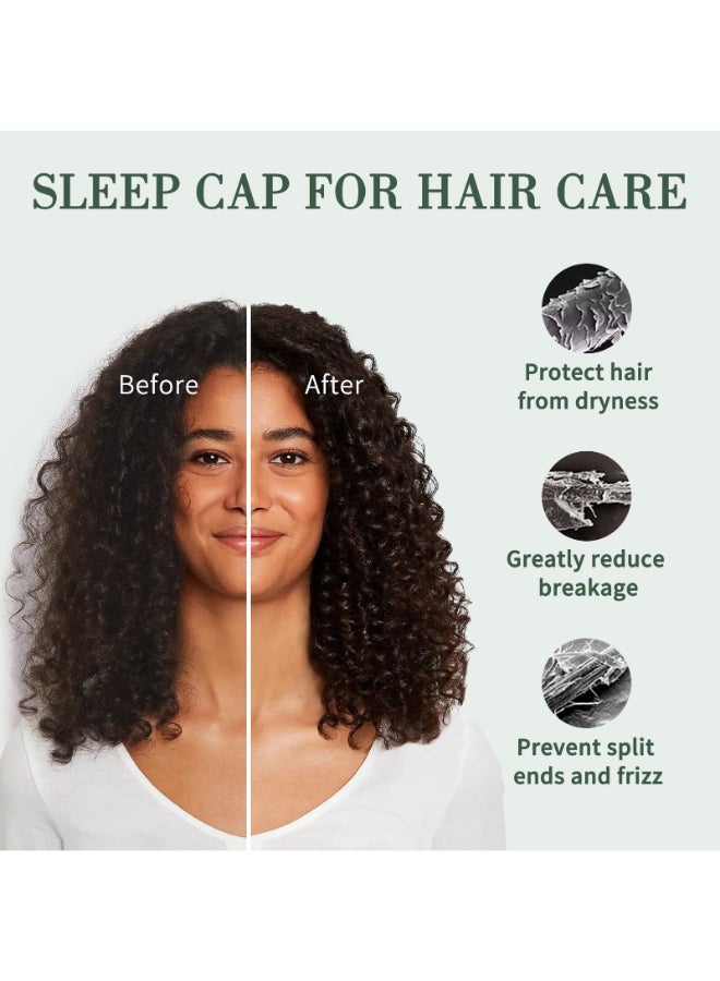Fittia Satin Hair Bonnet for Sleeping Silky No Frizzy for Curls Care Adjustable Strap for NonSlip Dreadlocks Cap for WomenMen Military Green - Image 4