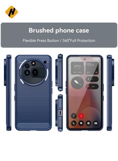 HuHa Protective Cover For Nothing Phone 3a Pro Carbon Fiber Brushed Texture TPU Phone Case (Blue)  - Image 2