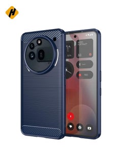 HuHa Protective Cover For Nothing Phone 3a Pro Carbon Fiber Brushed Texture TPU Phone Case (Blue)  - Image 1