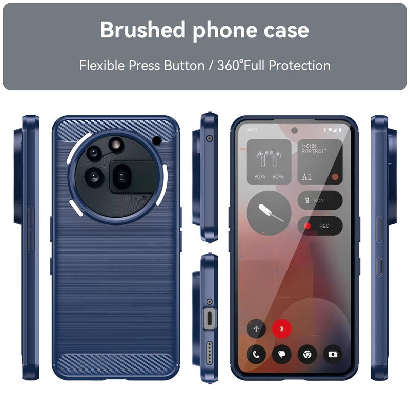 HuHa Case Cover For Nothing Phone 3a Pro Carbon Fiber Brushed Texture TPU Phone Case(Blue) - Image 2