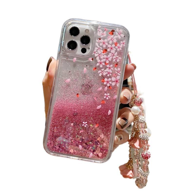 Silicone Protective Case for Redmi Note 13 with Drop Protection and Butterfly Pattern plus Shockproof plus Flower Pattern plus Lanyard in Pink - Image 5