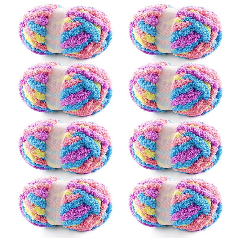 NDICANG 8 Pack Chunky Yarn for Hand Knitting - Chunky Chenille Blanket Yarn for Crocheting - Jumbo Fluffy Yarn for Crochet - Super Bulky Yarn 25 yds 7.7 oz Each Skein (Macaroon) - Image 1