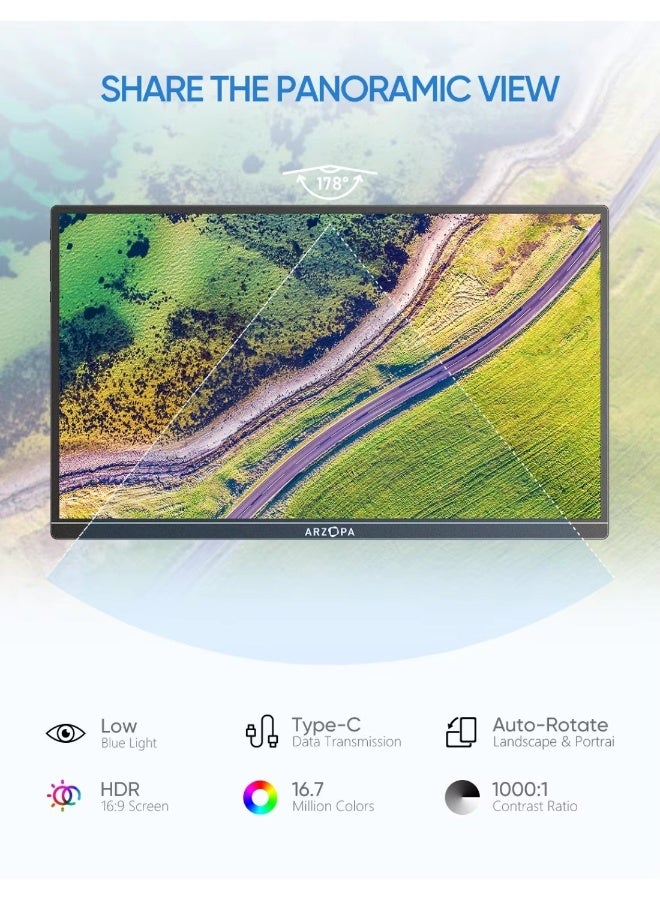 ARZOPA 14.0 inch 1080P FHD Portable Monitor IPS Screen with USB C HDMI External Second Display for Mac,Laptop,PC,Switch,PS,Xbox - Image 4