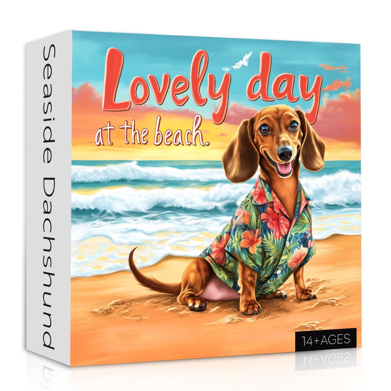 PPuzzling Beach Dachshund Puzzles for Adults 1000 Pieces Cute Dog Animal Jigsaw Puzzles Funny Seaside Puppy Art Puzzle as Home Wall Art - Image 3