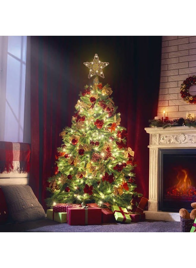 LAWOHO Christmas Tree Topper Star, 10-inch Rustic Brown Rattan Natural with 10 Warm White Lights Three Functions with Timer, Seasonal Decoration for Festive Christmas Home Indoor Ornament - Image 5
