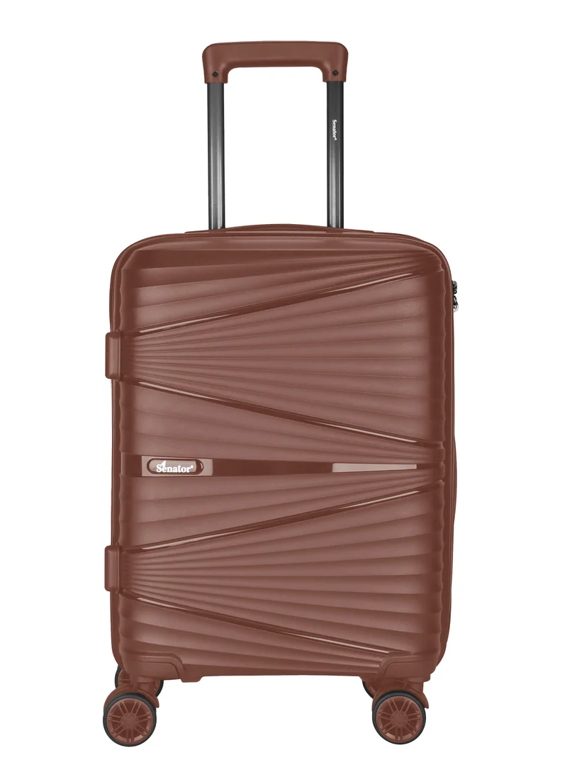 سيناتور Hard Case Carry On Luggage Trolley For Unisex Polypropylene Lightweight 4 Double Wheeled Suitcase With Built In TSA Type Lock Travel Bag KH1005 Rose Gold