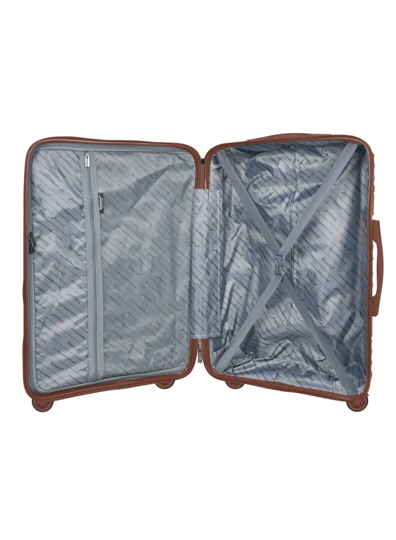 SENATOR Hard Case Carry On Luggage Trolley For Unisex Polypropylene Lightweight 4 Double Wheeled Suitcase With Built In TSA Type Lock Travel Bag KH1005 Rose Gold