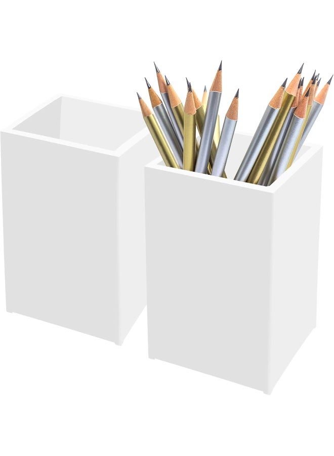 TPGP حامل أقلام رصاص أبيض من الأكريليك 2 عبوة، حامل ملحقات المكتب، منظم تخزين فرش المكياج، منظم قرطاسية حديث لتجهيزات المكتب والمدرسة والمنزل، 2.6X 2.6X 4 بوصات - Image 1