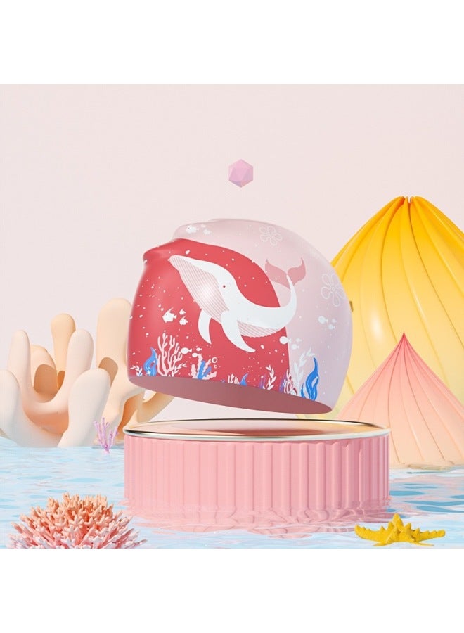 Direct Selling Children's Swimming Cap Silicone Waterproof Comfortable Not To Strangle Baby Student Special Cartoon Swimming Cap-Color:Pink Whale