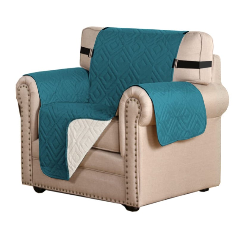 H.VERSAILTEX HVERSAILTEX Reversible Chair Cover Furniture Protector AntiSlip Couch Cover Water Resistant 2 Elastic Straps Chair Slipcover Pets Fit Sitting Width Up to 21 Chair75 x 65 Dark TealBeige 
