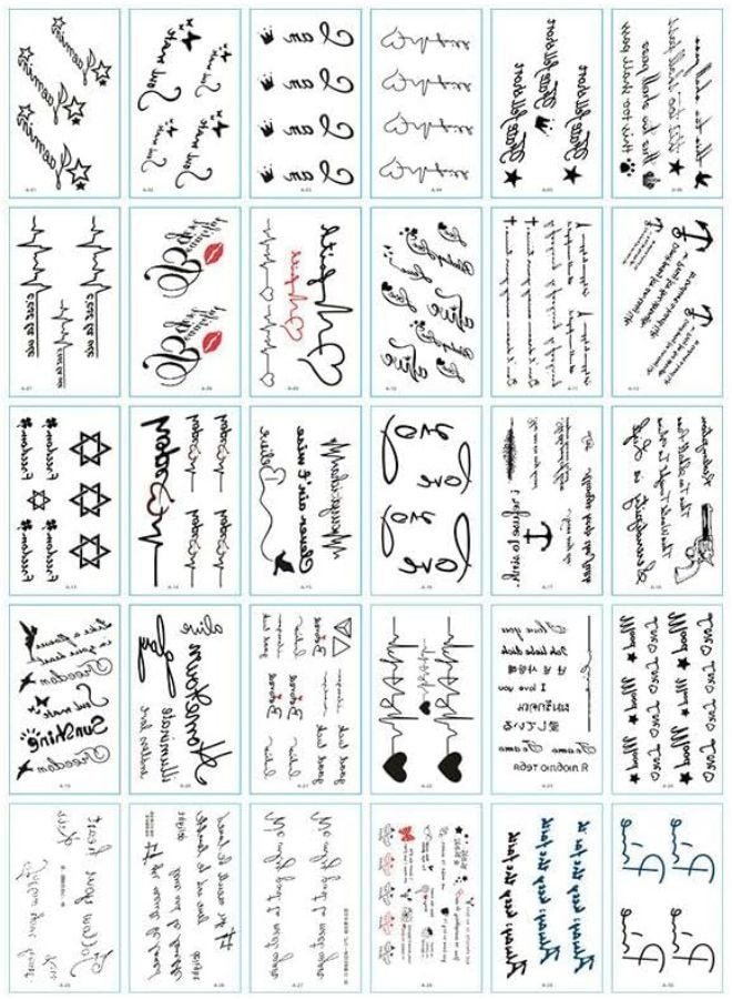 30 Sheets  DIY Temporary Tattoo Fashion Designs for Body - Image 1