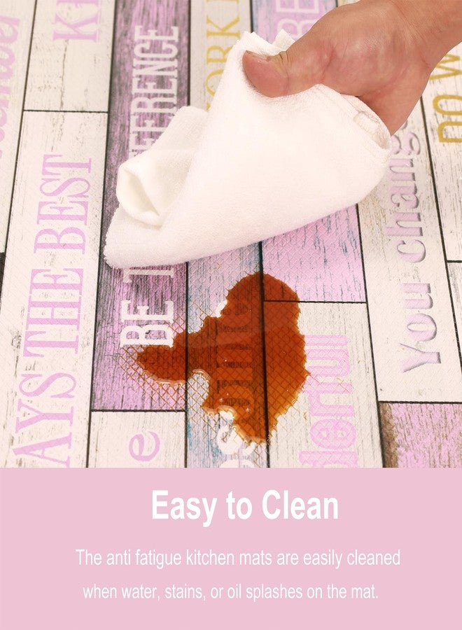 PCSWEET HOME سجادات مطبخ وردية اللون مضادة للإجهاد، مزينة باقتباسات إيجابية ملهمة من PCSWEET HOME، طقم ديكور مطبخ وردي مقاوم للماء ومبطن. - Image 5