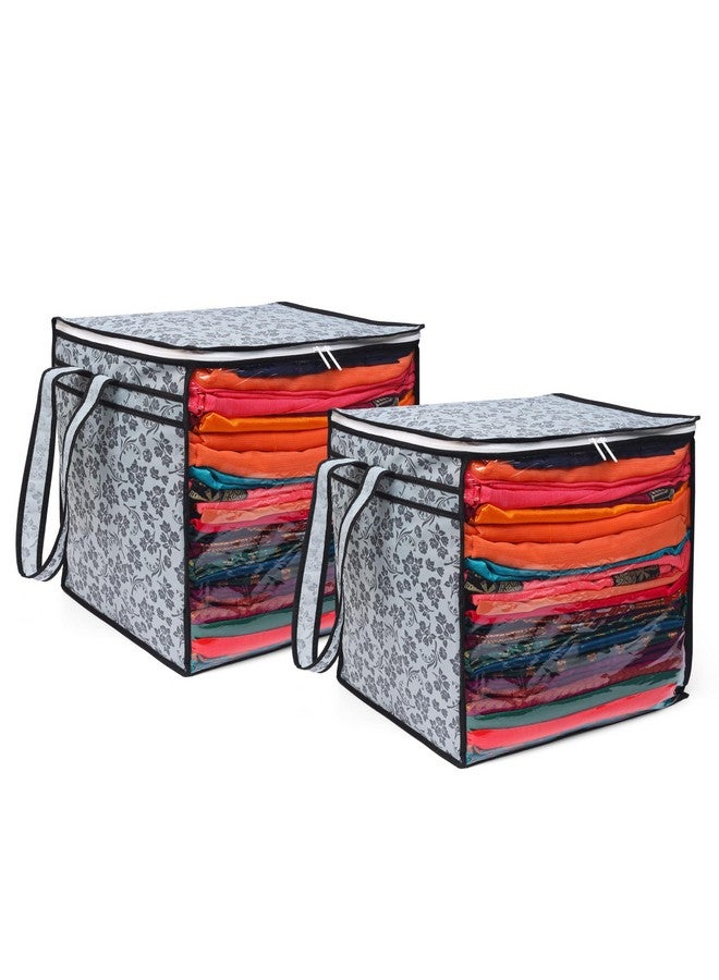 LAXIS HOMFIL Brand - Laxis Non-Woven Jumbo Saree Bags, Grey Color Transparent Saree Covers With Zip, Saree Covers For Storage With Moisture & Dust Proof (Pack of 2) - Image 1