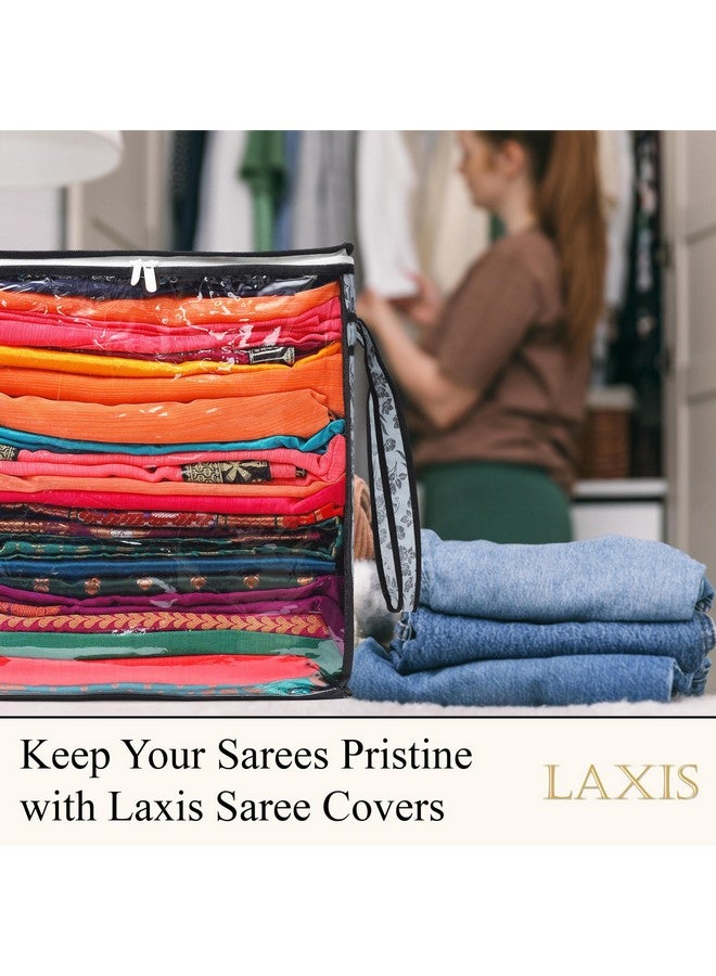 LAXIS HOMFIL Brand - Laxis Non-Woven Jumbo Saree Bags, Grey Color Transparent Saree Covers With Zip, Saree Covers For Storage With Moisture & Dust Proof (Pack of 2) - Image 3