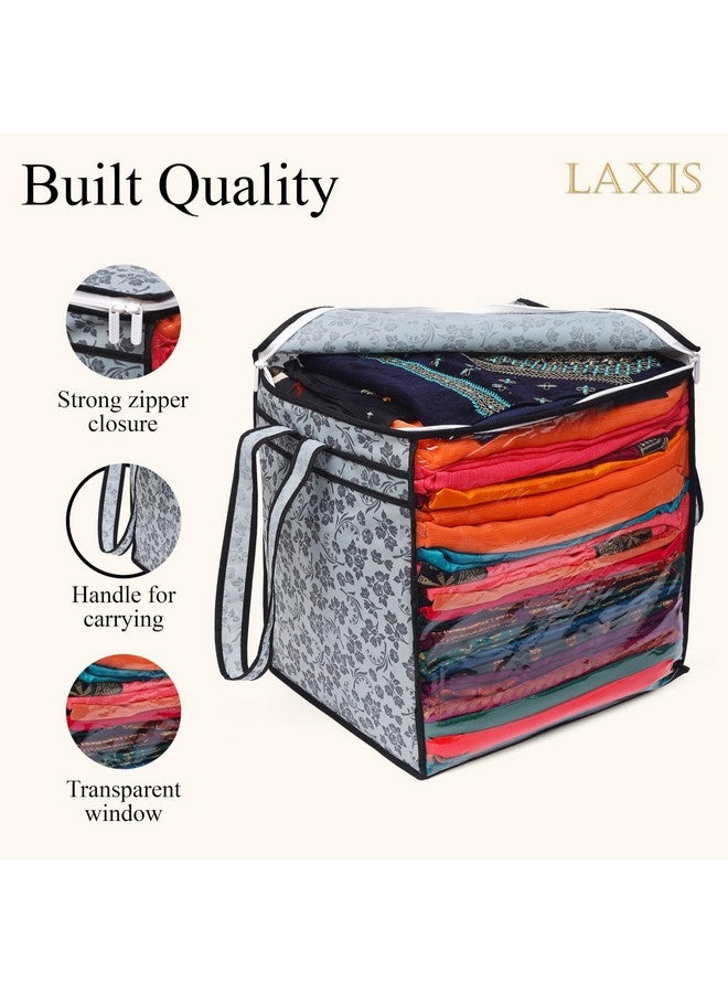 LAXIS HOMFIL Brand - Laxis Non-Woven Jumbo Saree Bags, Grey Color Transparent Saree Covers With Zip, Saree Covers For Storage With Moisture & Dust Proof (Pack of 2) - Image 2