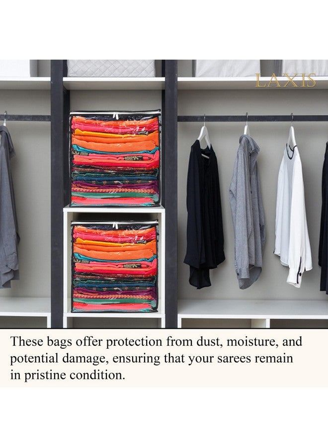 LAXIS HOMFIL Brand - Laxis Non-Woven Jumbo Saree Bags, Grey Color Transparent Saree Covers With Zip, Saree Covers For Storage With Moisture & Dust Proof (Pack of 2) - Image 4