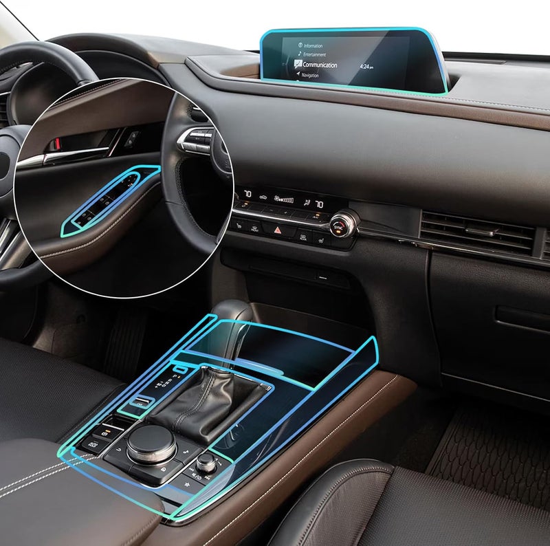 FDAIUN - Película protectora de pintura de coche TPU HD, de 0,2 mm, precortada, para Mazda CX30 PPF 2020-2024, protege contra arañazos, accesorios interiores (caja automática, juego completo de 14 - Image 2