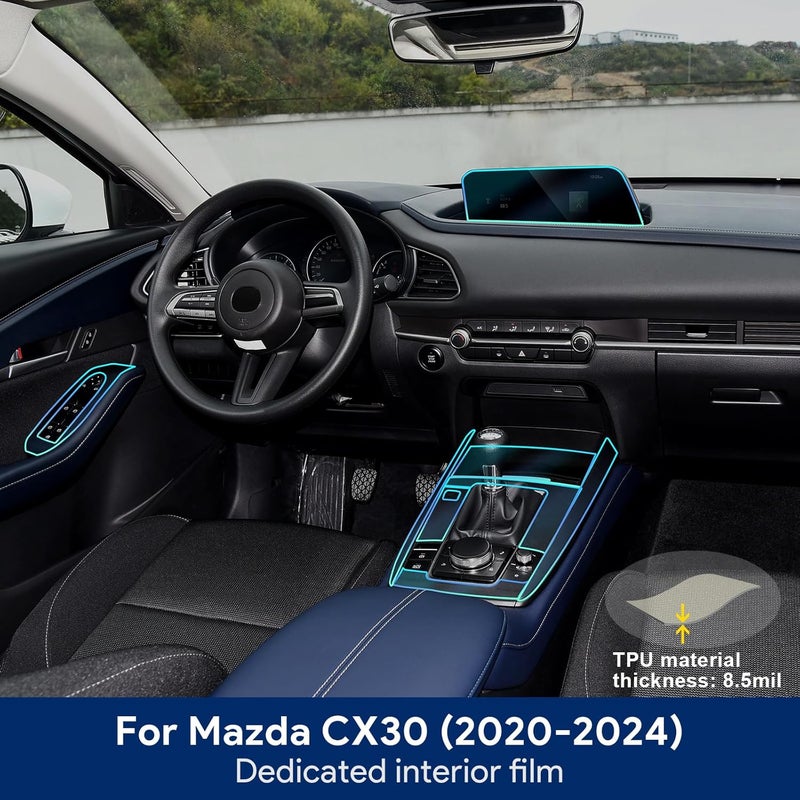 FDAIUN - Película protectora de pintura de coche TPU HD, de 0,2 mm, precortada, para Mazda CX30 PPF 2020-2024, protege contra arañazos, accesorios interiores (caja automática, juego completo de 14 - Image 4
