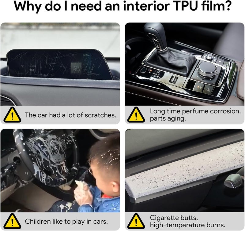 FDAIUN - Película protectora de pintura de coche TPU HD, de 0,2 mm, precortada, para Mazda CX30 PPF 2020-2024, protege contra arañazos, accesorios interiores (caja automática, juego completo de 14 - Image 5