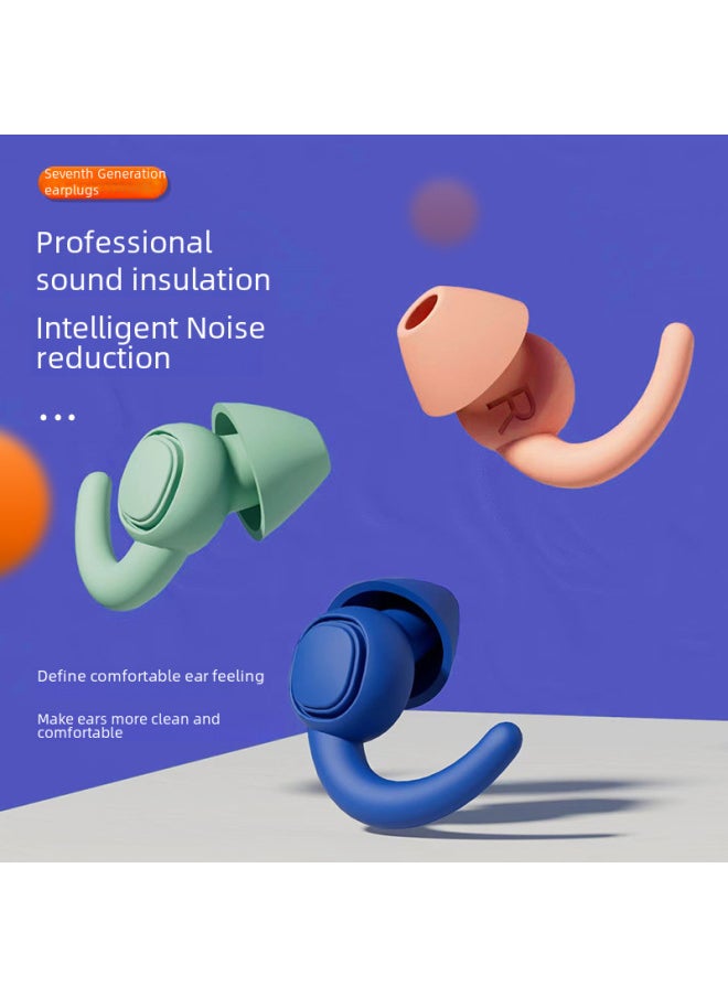 Generic - Waterproof Swimming Earplugs Hearing Protection Soundproof Sleep Noise Reduction Earplugs Learning Anti-noise Mute Earplugs-Color:Seventh Generation Light Blue (s Small Size) - Image 1