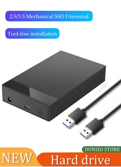DUNISO External Hard Drive Enclosure, 2.5 inch and 3.5 inch universal external hard drive housing, USB 3.0 to SATA 3.0 dual high speed, 5Gbps, 3.5 inch, supporting SATA interfaces for mobile, mechanical, and solid state drives，black  - Image 1