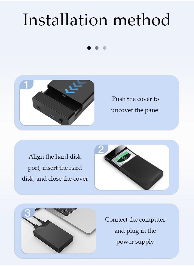 DUNISO - External Hard Drive Enclosure, 2.5 inch and 3.5 inch universal external hard drive housing, USB 3.0 to SATA 3.0 dual high speed, 5Gbps, 3.5 inch, supporting SATA interfaces for mobile, mechanical, and solid state drives，black - Image 1