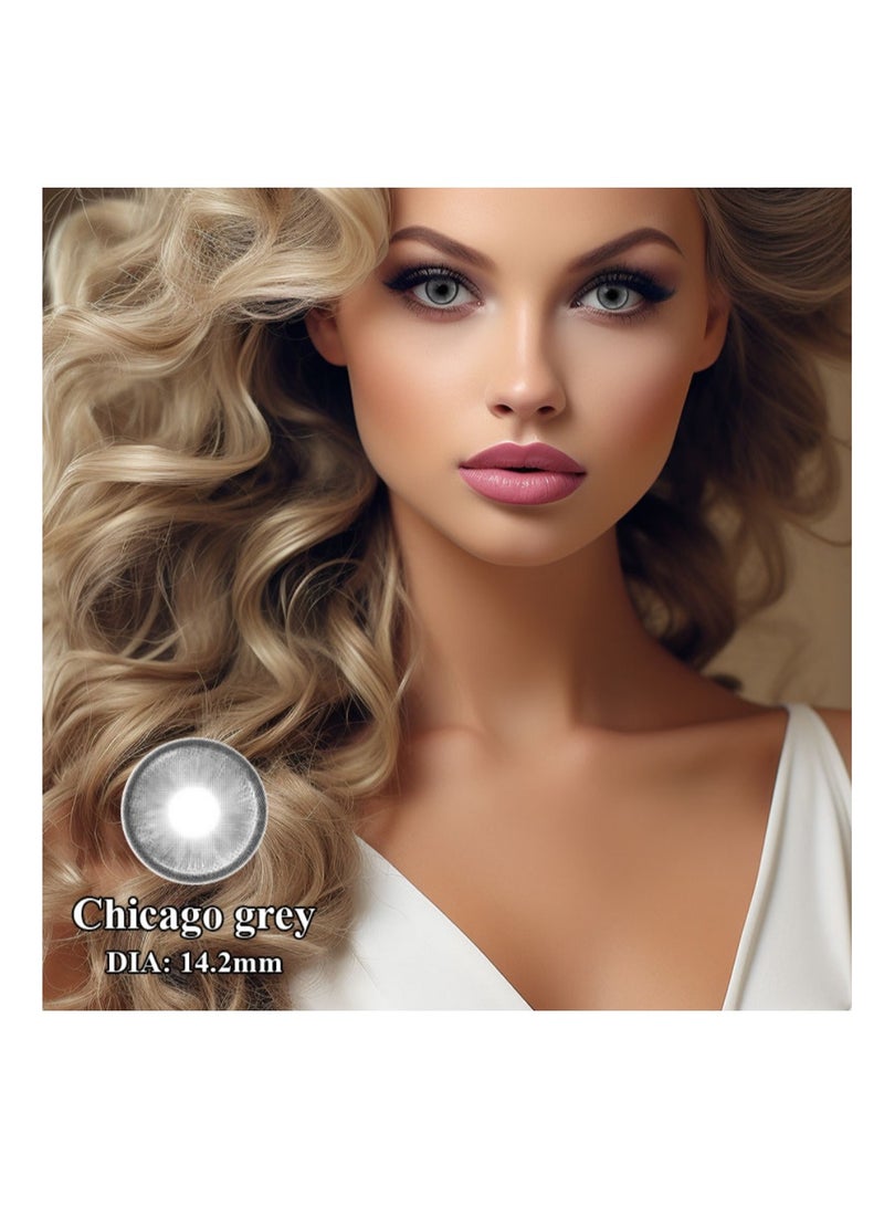 KSSEYE Chicago Grey Yearly Colored Contact Lenses, Unisex Cosmetic Contact Lenses, Enlargement Collection With Case - Image 1