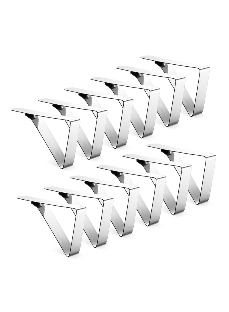 sokany 12 Pack Tablecloth Clips, Heavy Duty Picnic Table Clips, Stainless Steel Table Cloth Cover Clamps, Table Cloth Holders Ideal for Restaurant Picnics Marquees Weddings Graduation Party (Silver) - Image 1