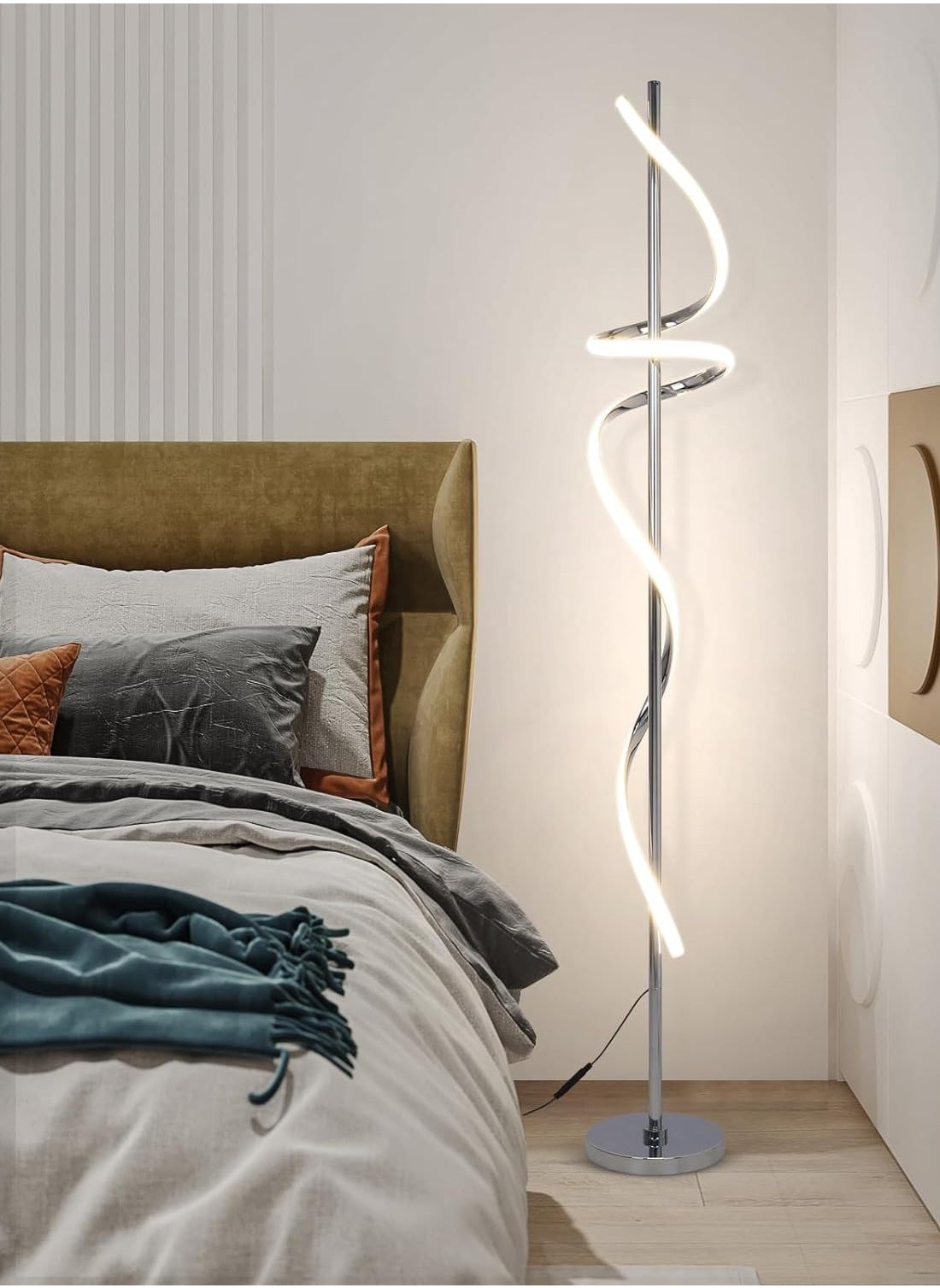 Modern Silver LED Standing Floor Lamp 