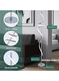HOCC Modern Silver LED Standing Floor Lamp  - Image 5