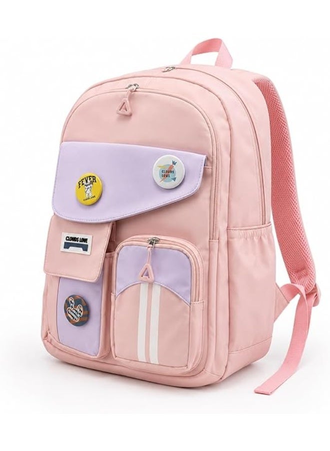 Children's school bag, pink and purple , multi-pocket, convenient for the school day - Image 1
