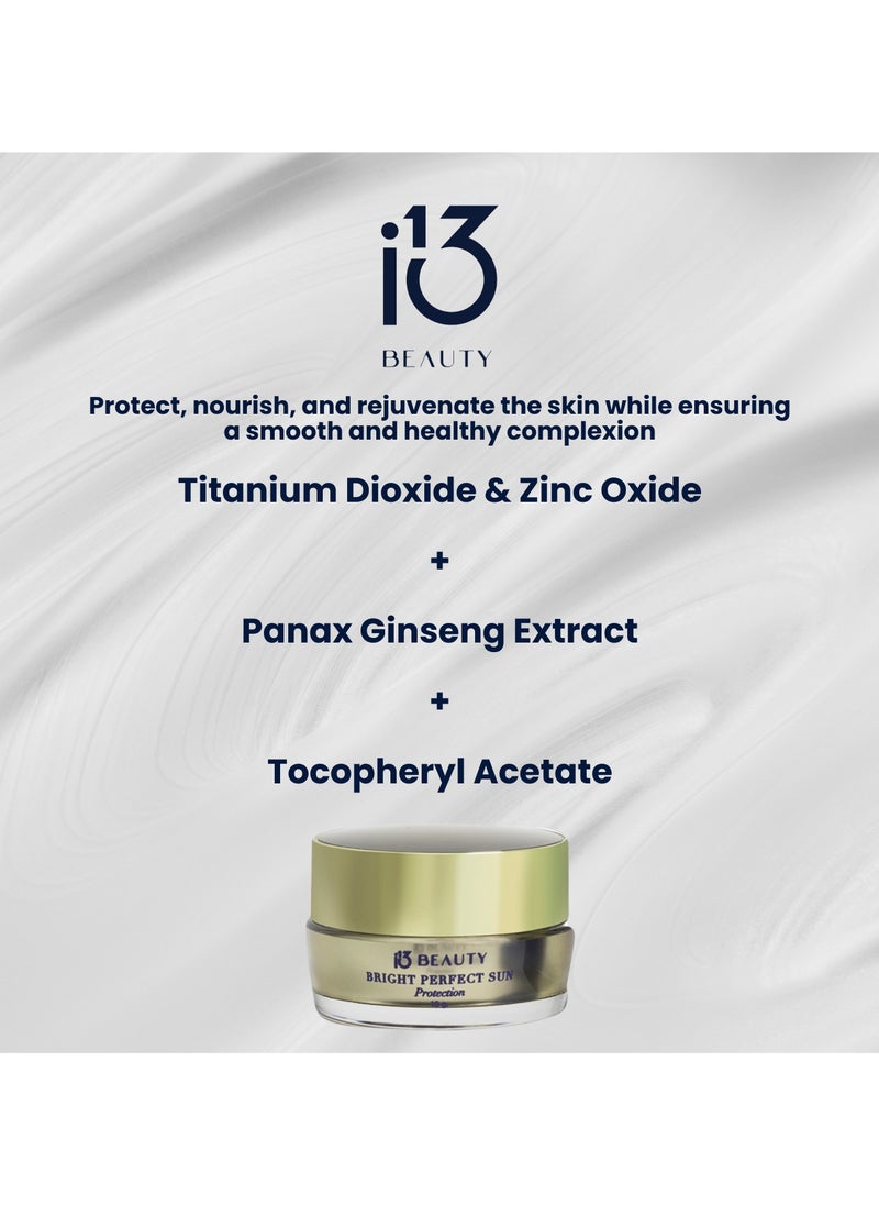 i13 الجمال كريم i13 Beauty Bright Perfect للحماية من الشمس، مرطب ومضاد للشيخوخة، واسع الطيف، خفيف الوزن، سريع الامتصاص، للوجه والبشرة، 10 جرام  - Image 4