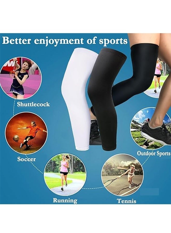 2 Pairs Compression Leg Sleeve, Full Length Leg Sleeves, Knee Sleeve, Unisex kneepad for Knee protection, Suitable for Running, Basketball(Black & White) - Image 5