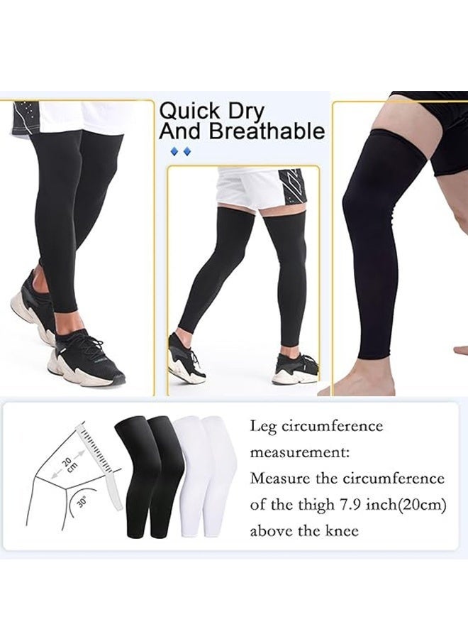 2 Pairs Compression Leg Sleeve, Full Length Leg Sleeves, Knee Sleeve, Unisex kneepad for Knee protection, Suitable for Running, Basketball(Black & White) - Image 3