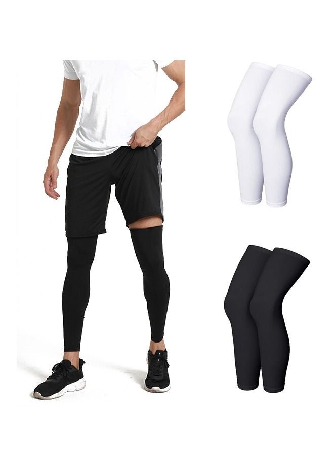2 Pairs Compression Leg Sleeve, Full Length Leg Sleeves, Knee Sleeve, Unisex kneepad for Knee protection, Suitable for Running, Basketball(Black & White) - Image 1
