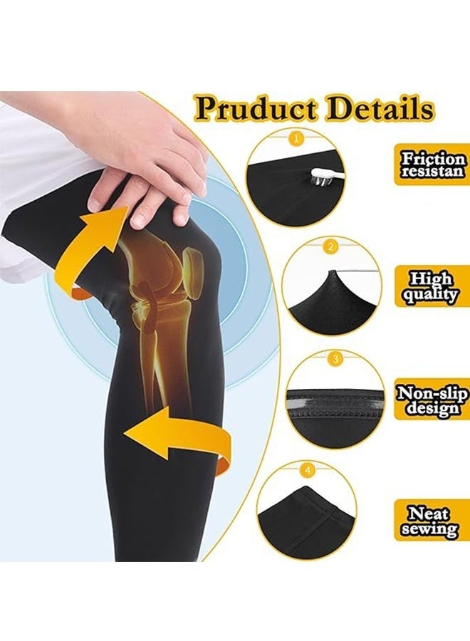 2 Pairs Compression Leg Sleeve, Full Length Leg Sleeves, Knee Sleeve, Unisex kneepad for Knee protection, Suitable for Running, Basketball(Black & White) - Image 4